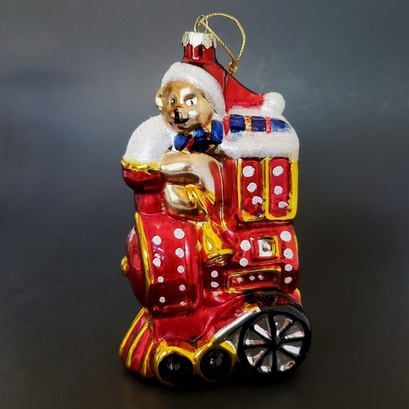 Hand Painted Glass Christmas Tree Ornaments Teddy Bear on Train/ Nutcracker 1990 - Picture 4 of 7